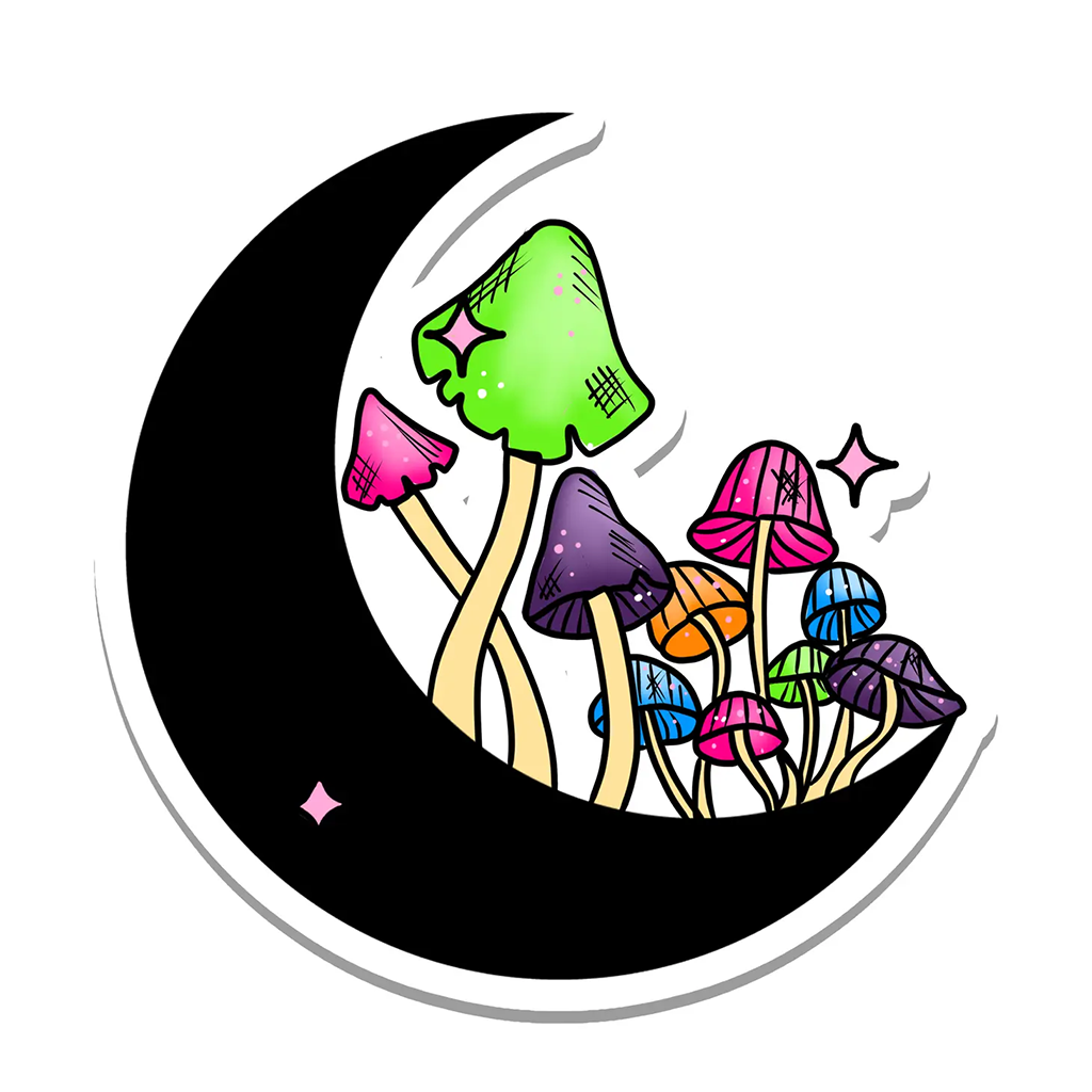 Rebel and Siren Mushroom Moon Sticker