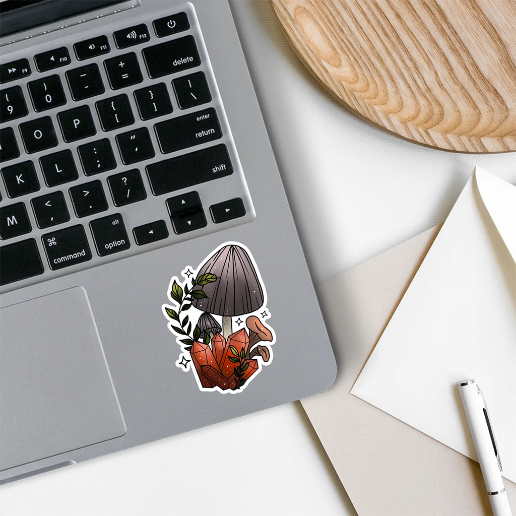 Neutral Colour Mushroom Vinyl Sticker