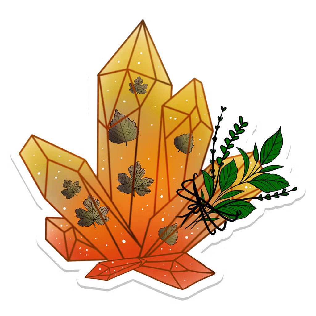 Rebel and Siren Orange and Yellow Crystal with Leaves Vinyl Sticker
