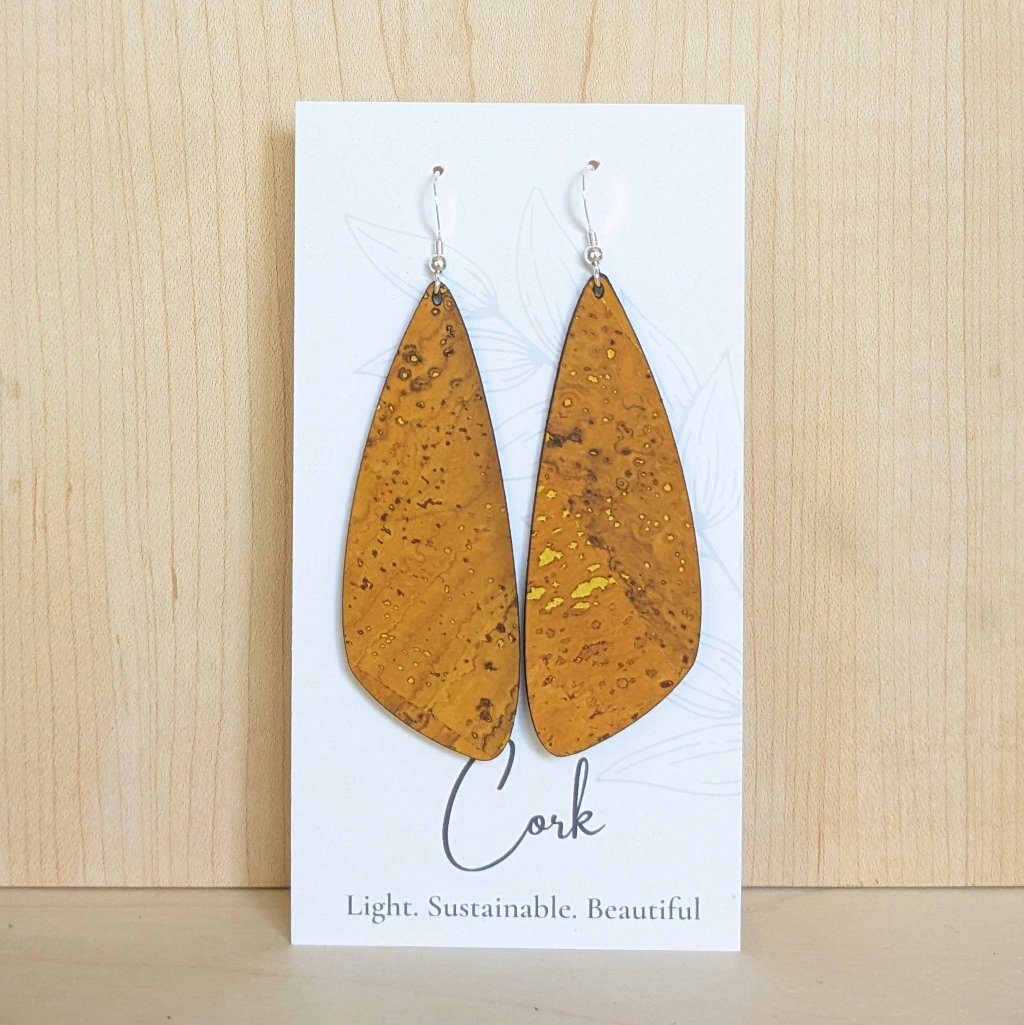 Plum Tree Handmade Ochre Yellow Wing Cork Earrings