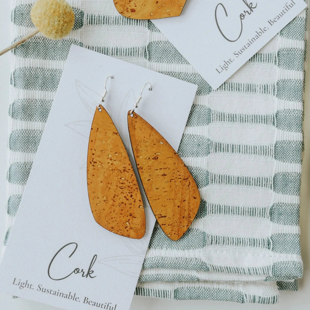 Plum Tree Handmade Ochre Yellow Wing Cork Earrings