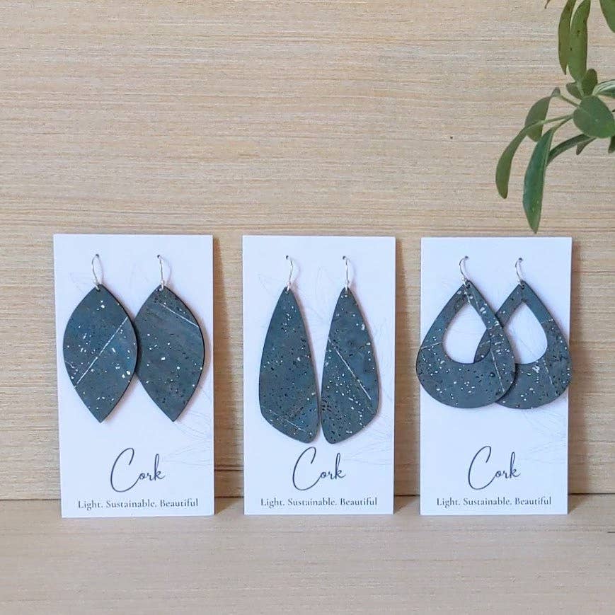 Plum Tree Handmade Sea Blue Wings Cork Earrings