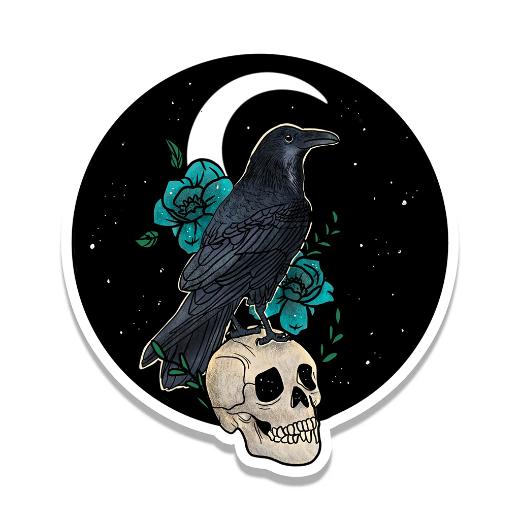 Rebel and Siren Raven and Skull Sticker