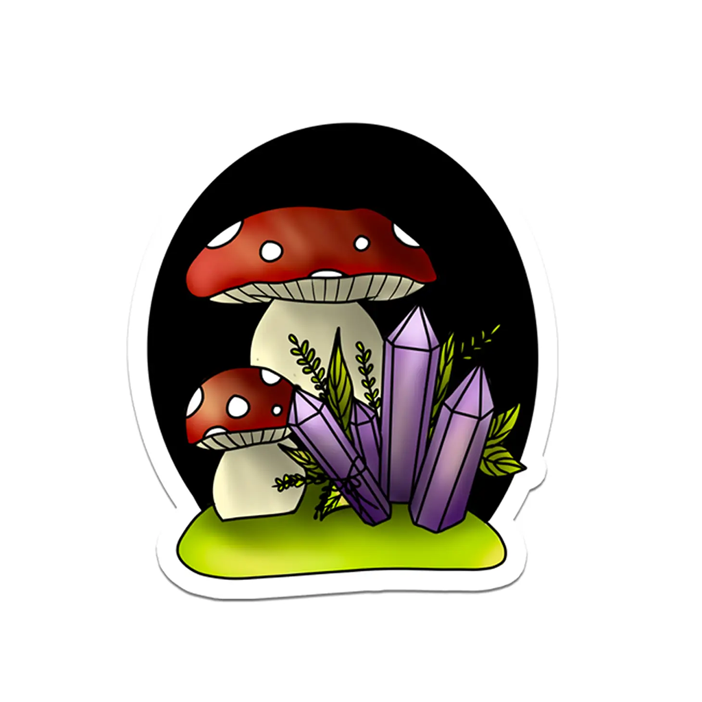 Rebel and Siren Red Toadstool and Purple Crystal Sticker