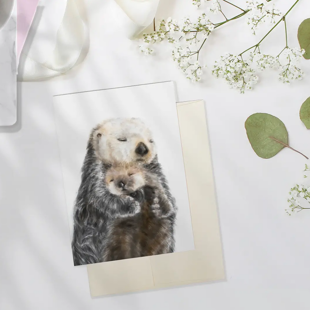 Triple Studio Sea Otter Mom and Baby Card