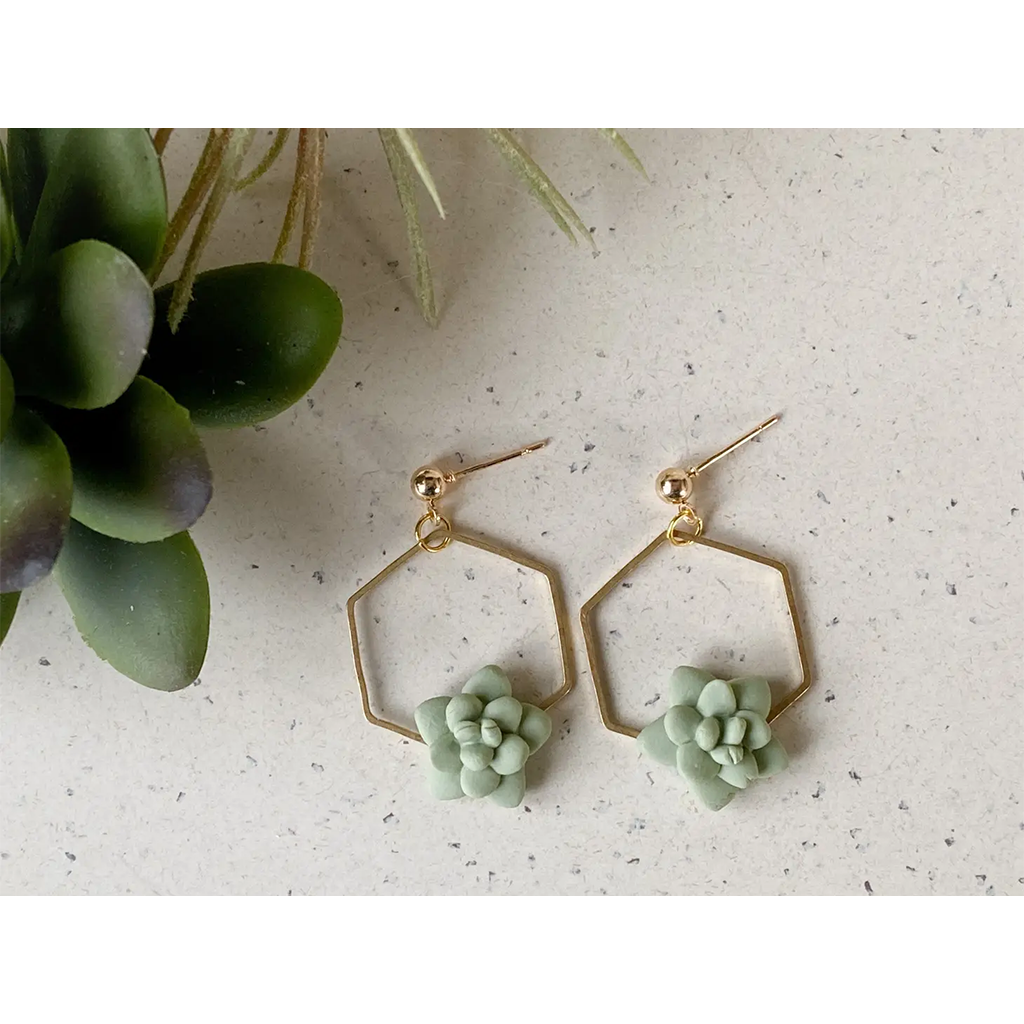 Agaveh Girl Simplistic Succulent Earrings