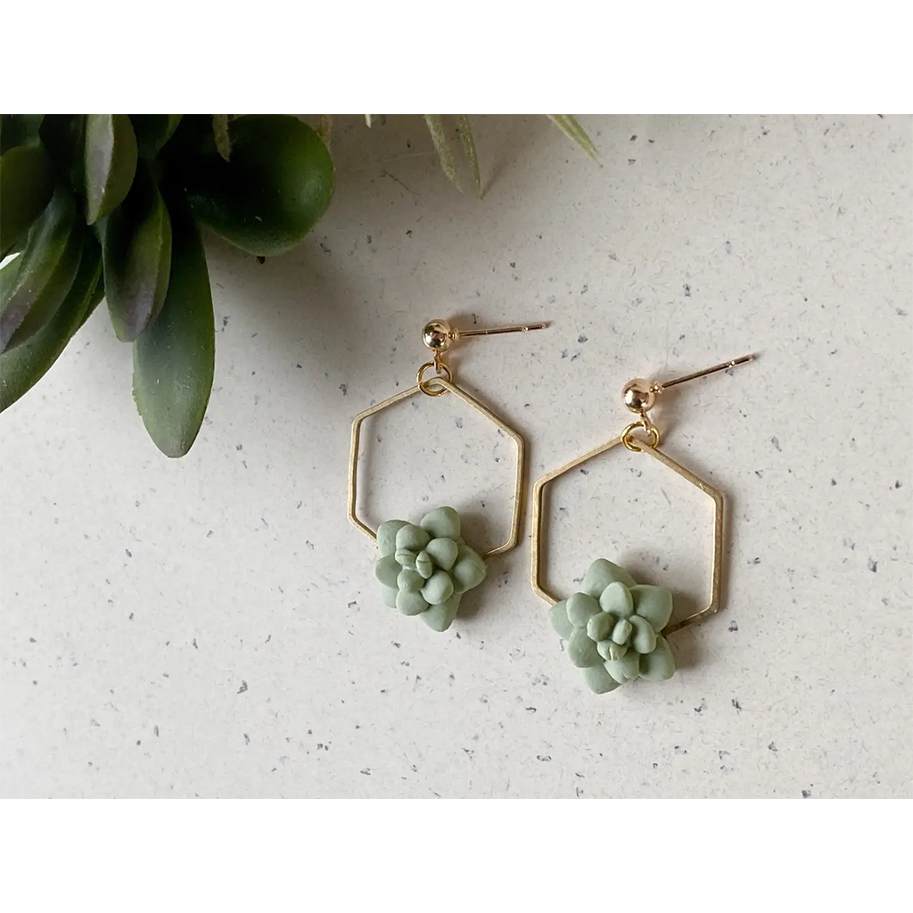 Agaveh Girl Simplistic Succulent Earrings