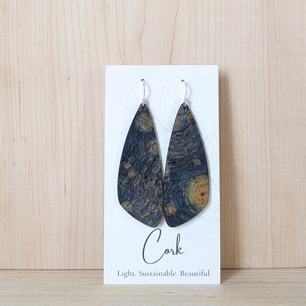 Plum Tree Handmade Starry Night Wing Cork Earrings