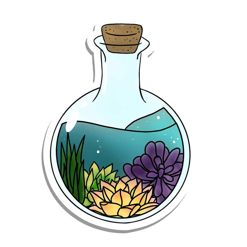 Rebel and Siren Succulent Potion Bottle Sticker