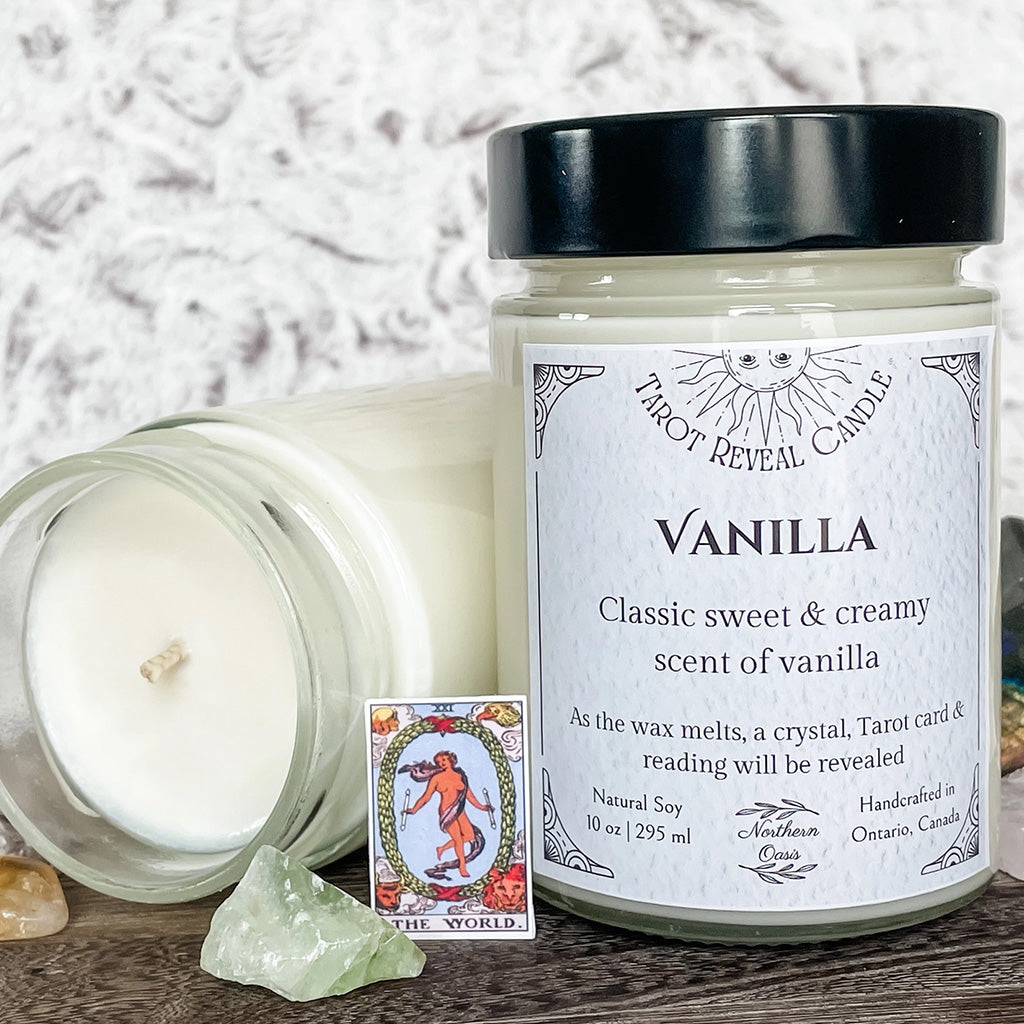 Northern Oasis Vanilla Tarot and Crystal Reveal Candle