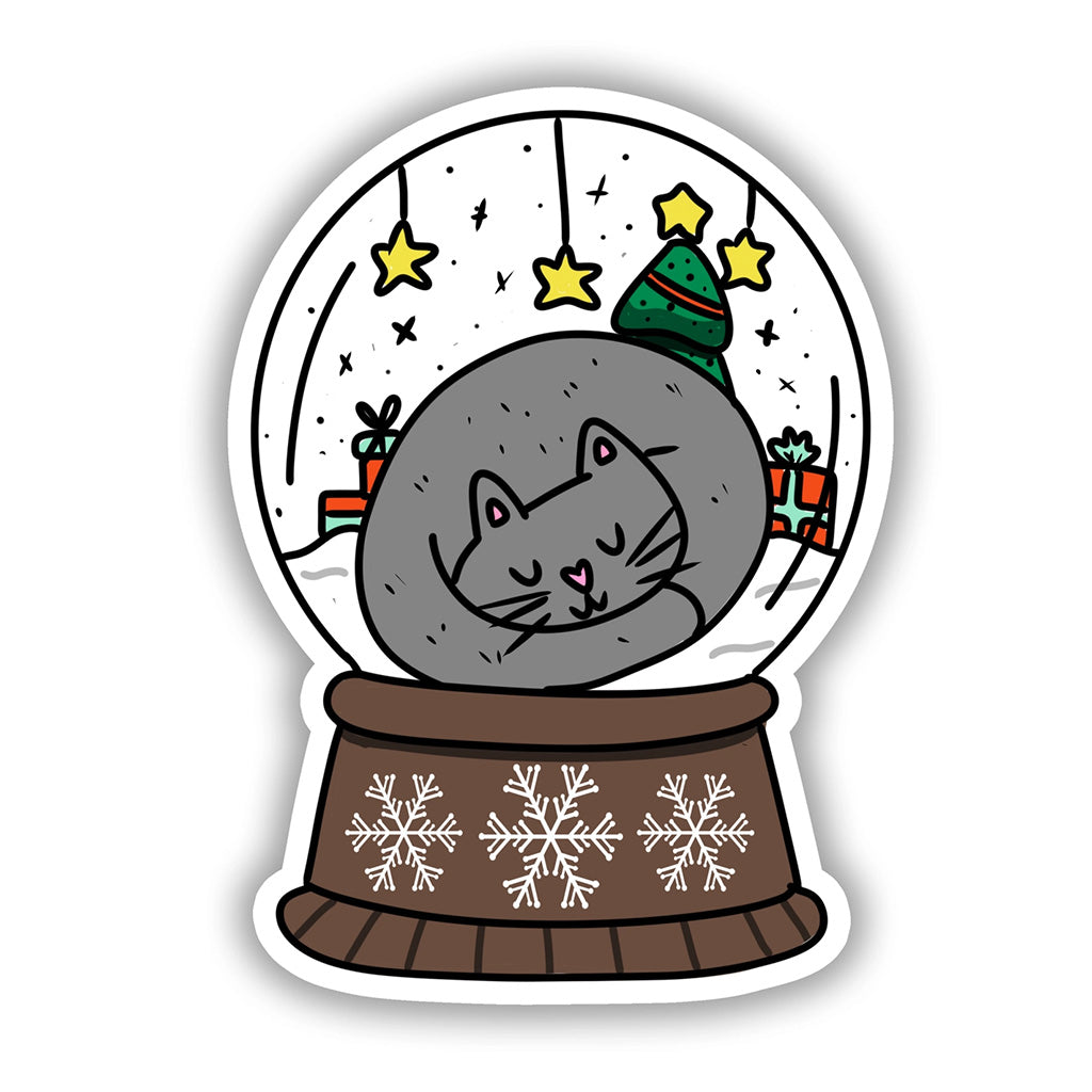 Rebel and Siren Winter Cat Snow Globe Vinyl Sticker