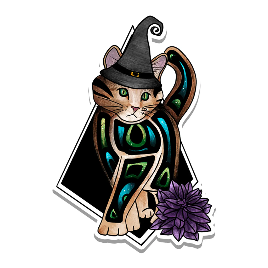 Rebel and Siren Witchy Cat Sticker